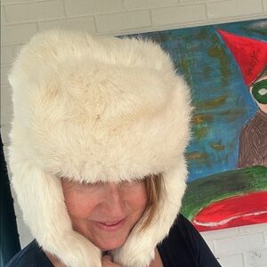 Rabbit fur hunters cap with flaps
